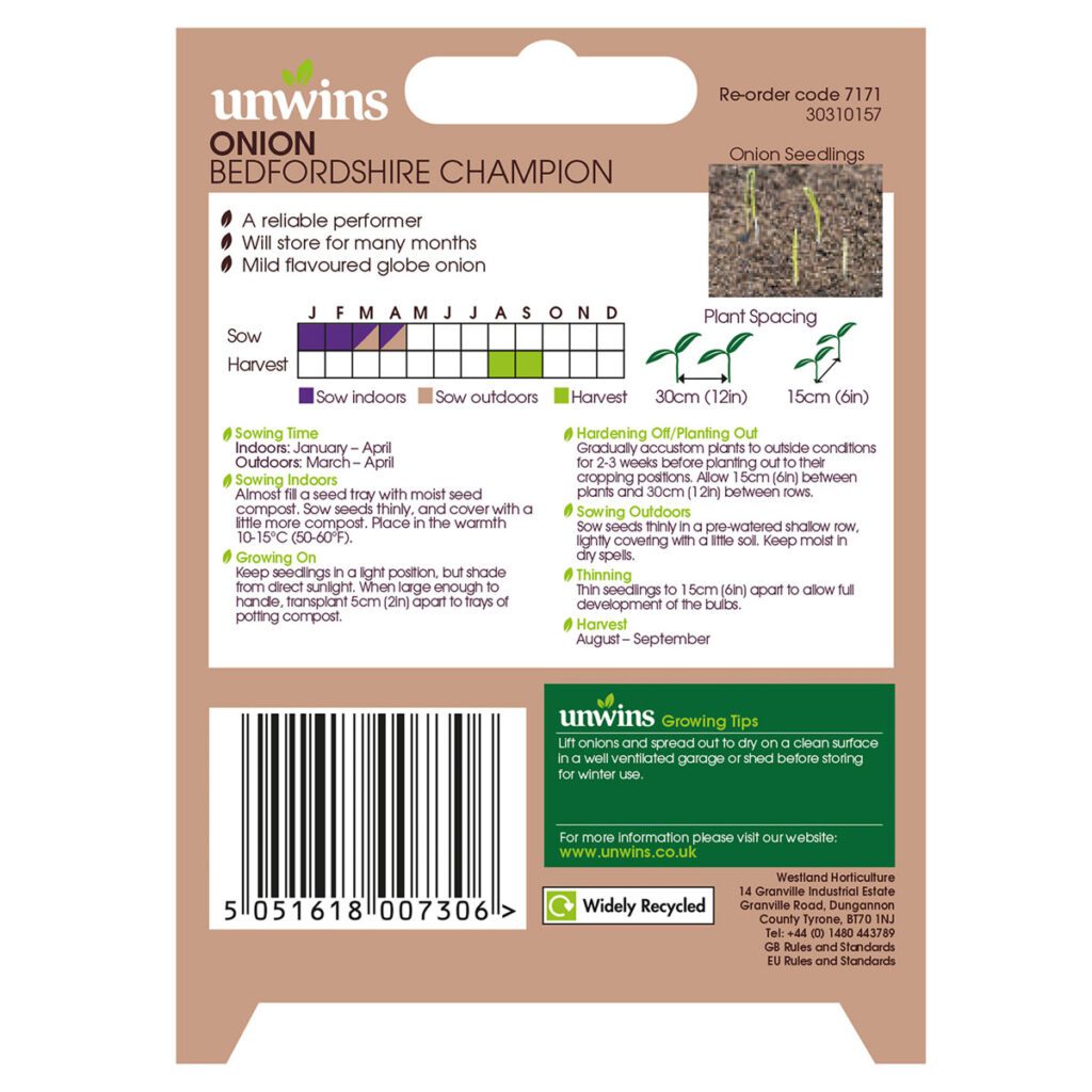 Unwins Onion Bedfordshire Champion Seeds 5051618007306 2